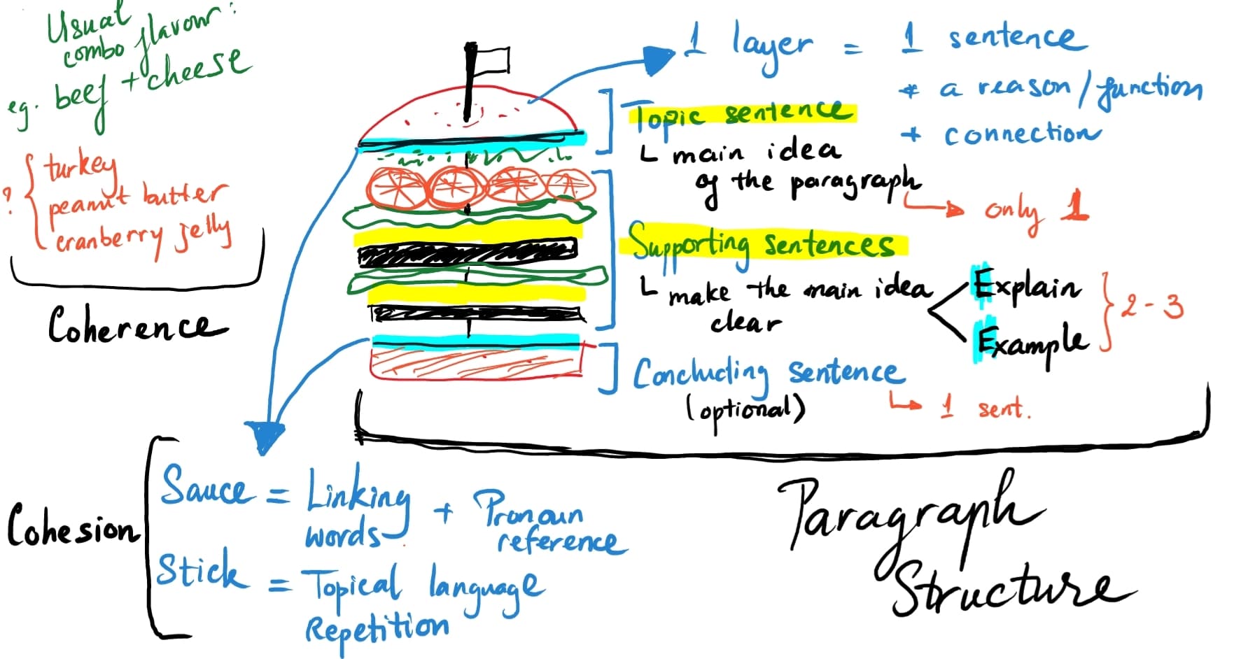 Mô hình Burger - Cải thiện tính mạch lạc và gắn kết - YOURE Blog - IELTS Writing
