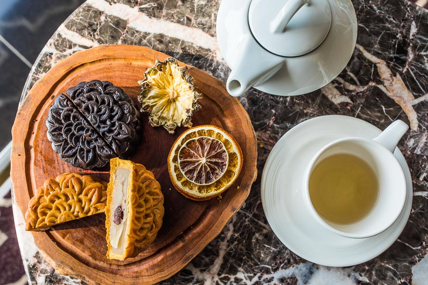 Mooncakes are best enjoyed with a hot cup of green tea
